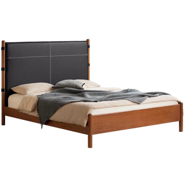 Eso Queen Bed Frame Teak-Stained Poplar Black