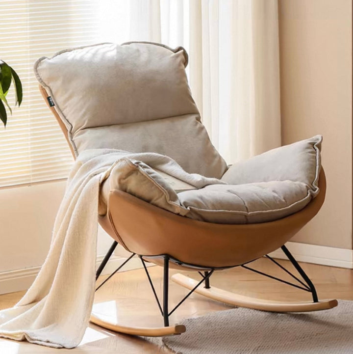 Evelyn Armchair Shell White Fabric × Bronze Tech Leather