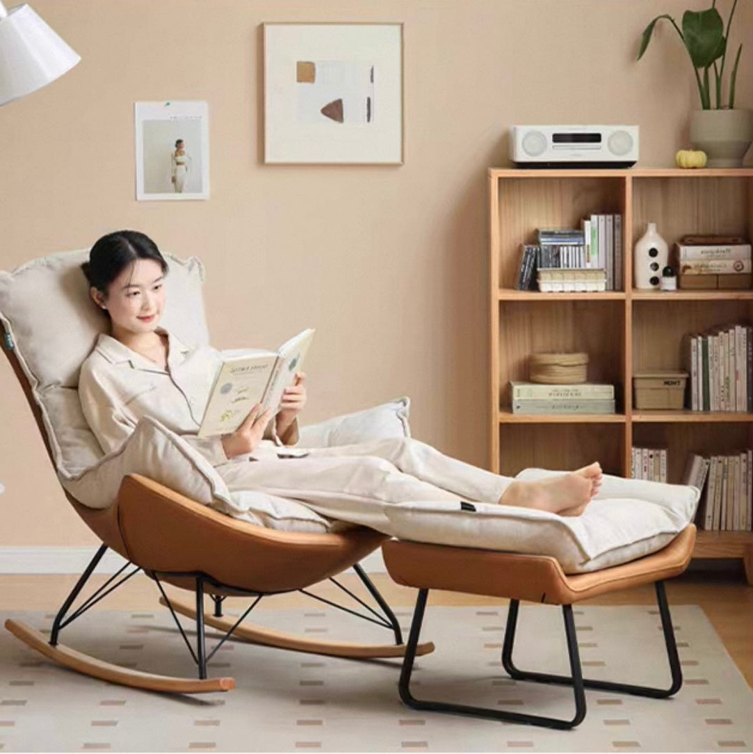 Evelyn Armchair Shell White Fabric × Bronze Tech Leather