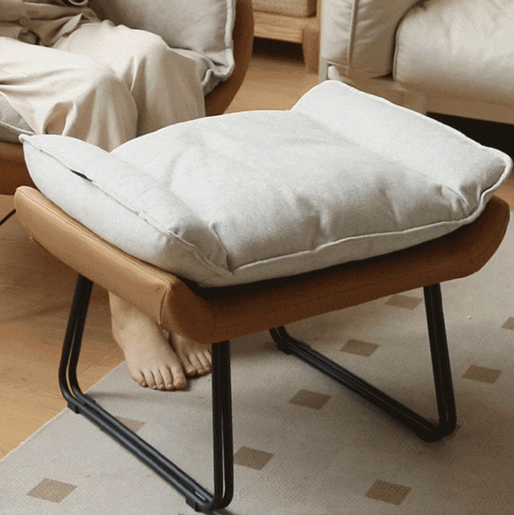 Evelyn Armchair Shell White Fabric × Bronze Tech Leather