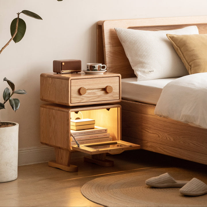 Findon Bedside Table Natural Solid Oak 40cm