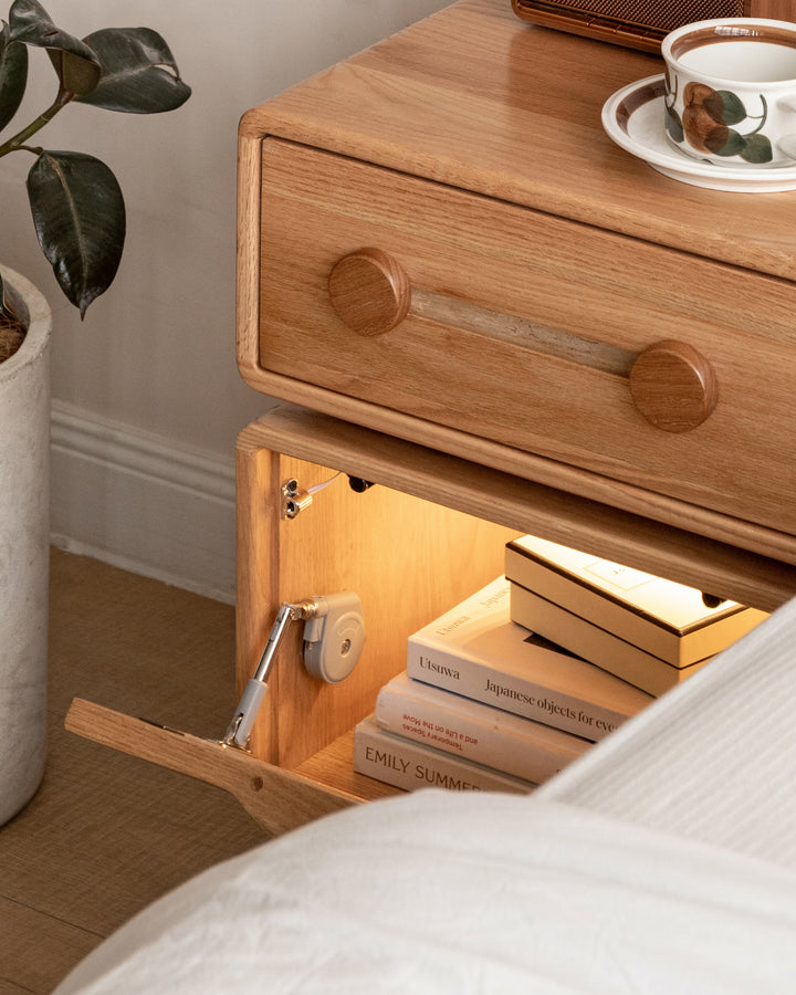 Findon Bedside Table Natural Solid Oak 40cm