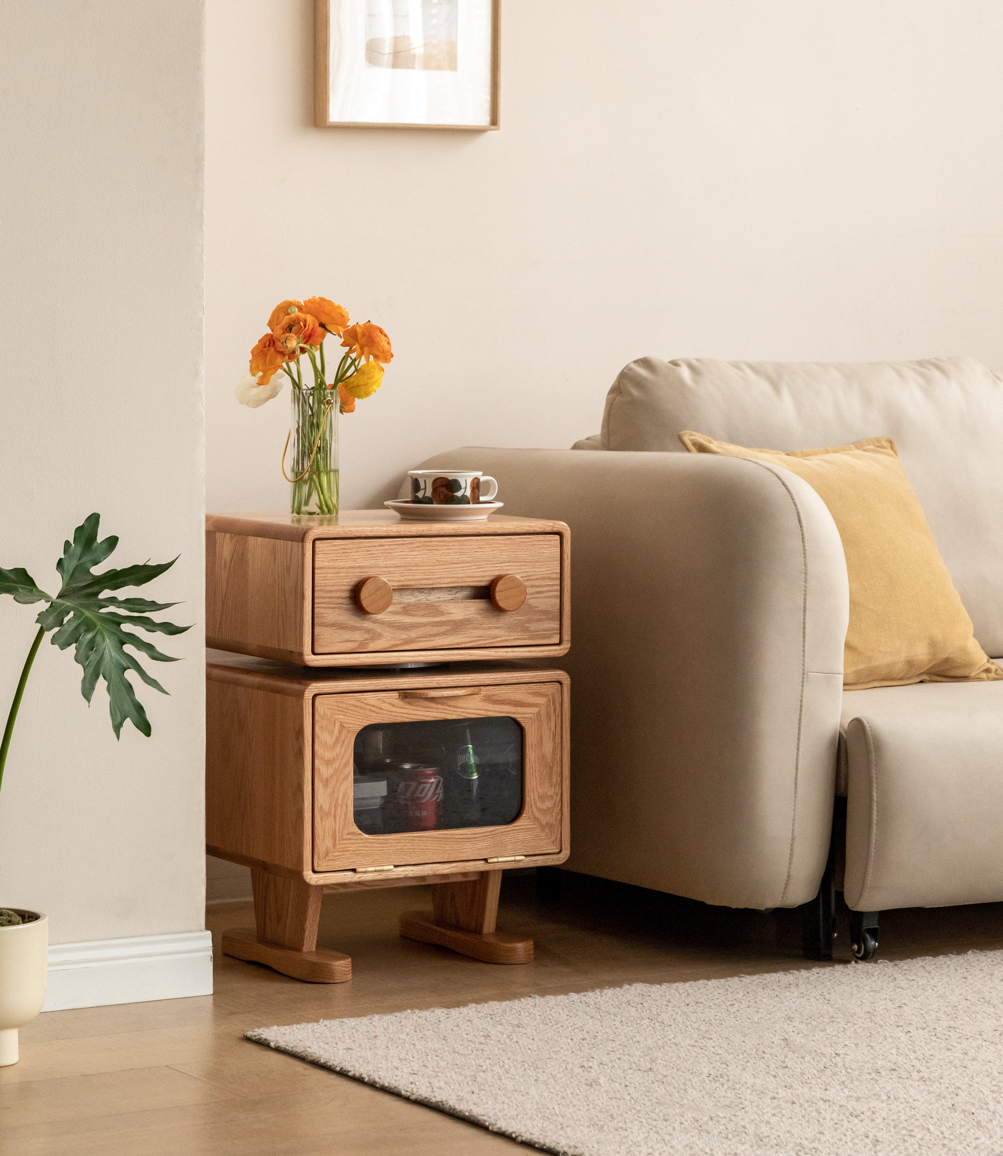 Findon Bedside Table Natural Solid Oak 40cm