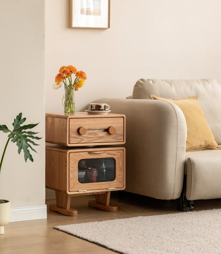 Findon Bedside Table Natural Solid Oak 40cm