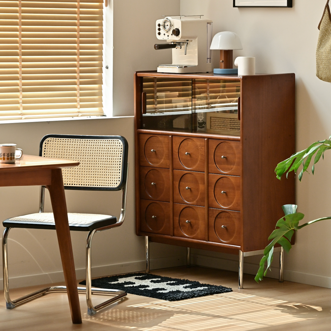 Fitzroy Retro Sideboard Solid Yellow Poplar Teak Colour 82cm