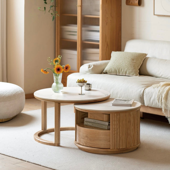 Giann Coffee Table 72cm+60cm Natural Solid Oak