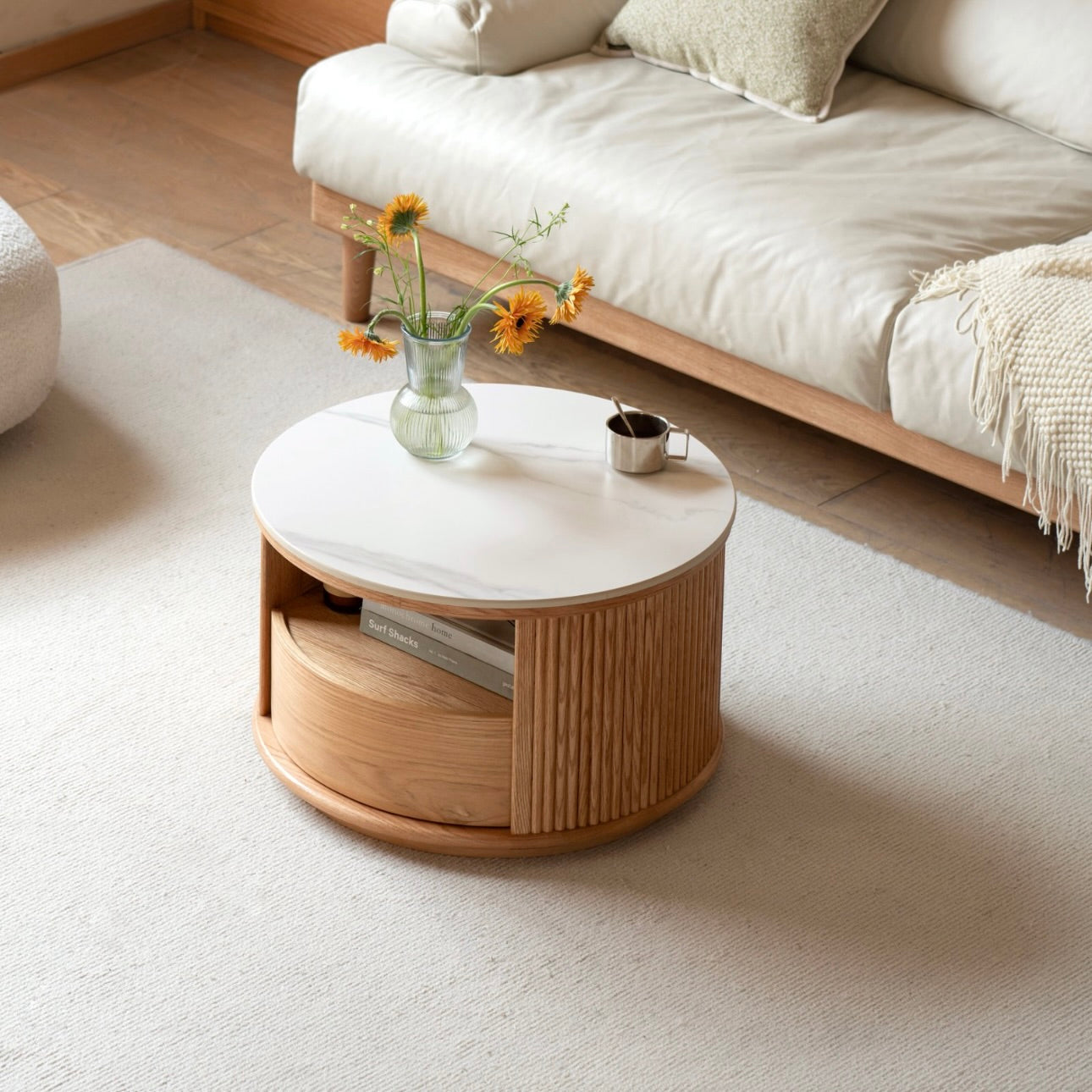 Giann Coffee Table 72cm+60cm Natural Solid Oak