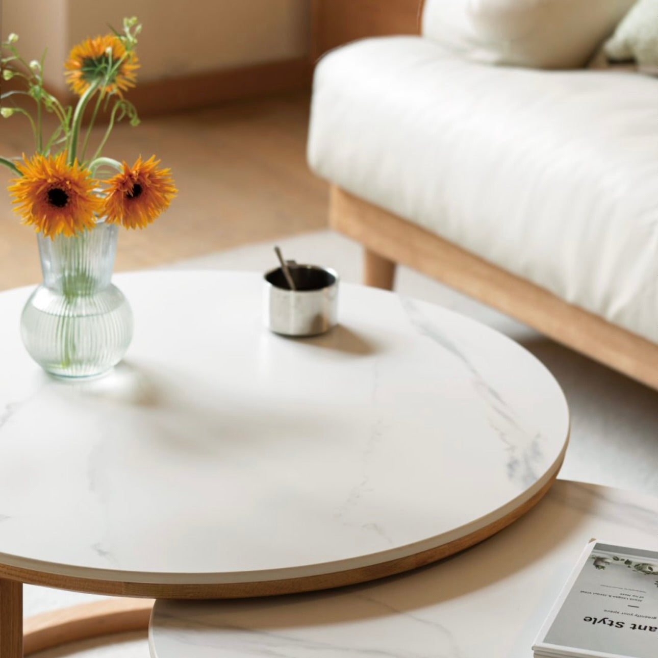 Giann Coffee Table 72cm+60cm Natural Solid Oak