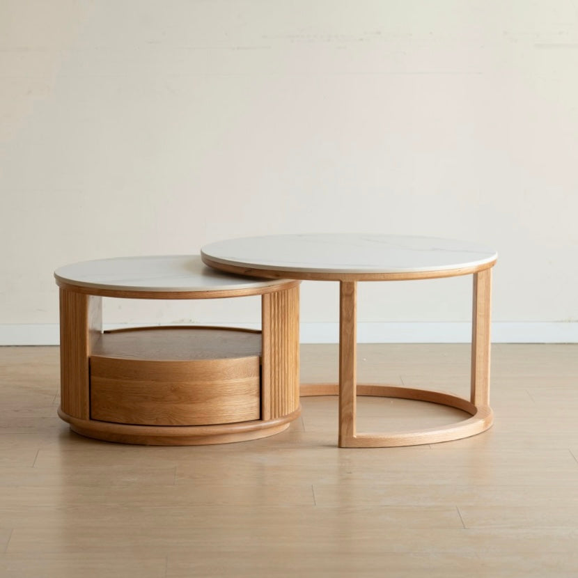 Giann Coffee Table 72cm+60cm Natural Solid Oak