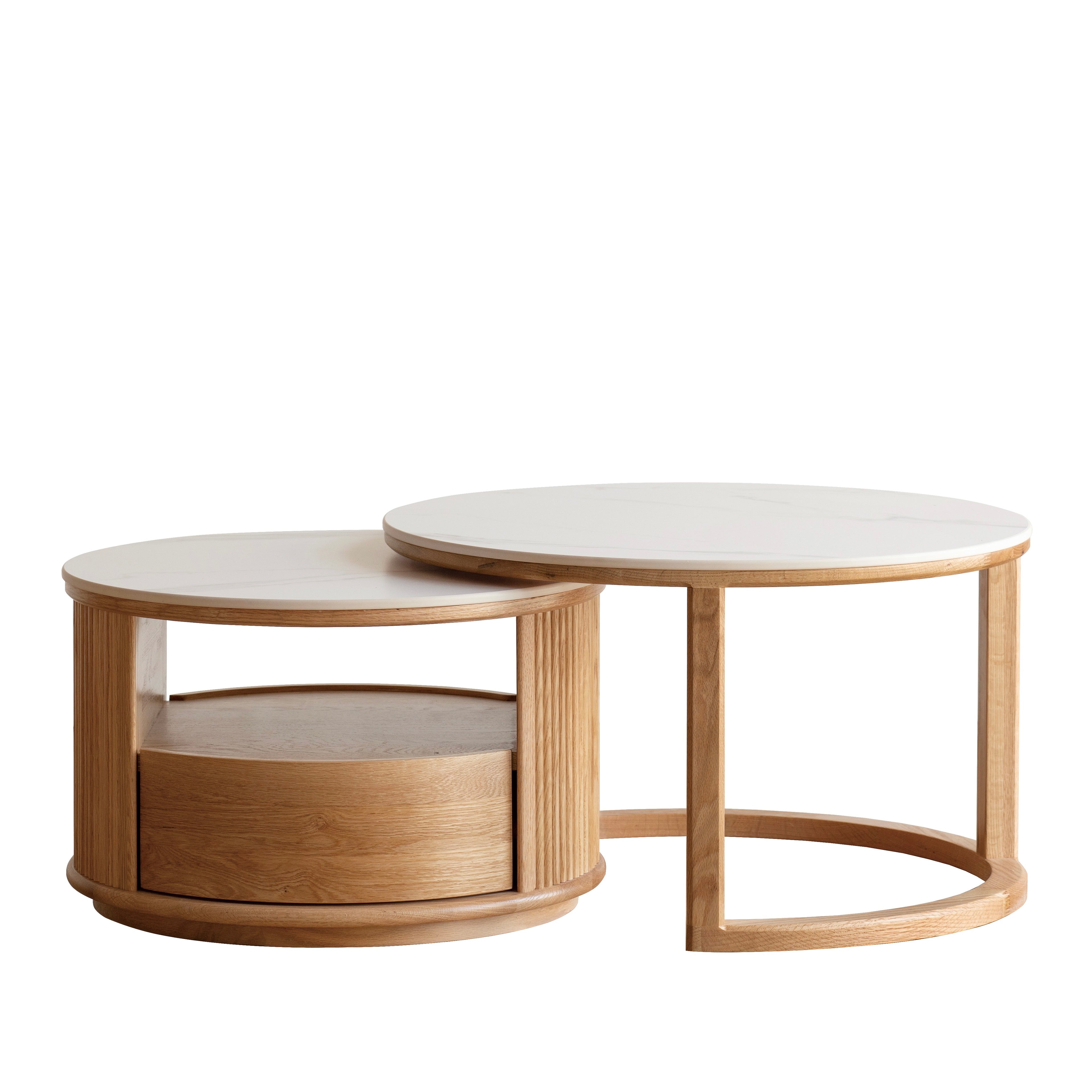 Giann Coffee Table 72cm+60cm Natural Solid Oak