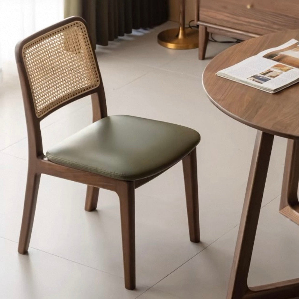 Bruce Chair Oak Stained Walnut Colour-Forest Green Seat