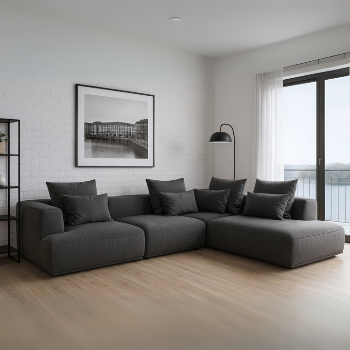 Harper Extended Side Chaise Sectional Sofa with Ottoman