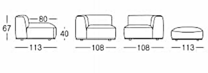 Harper Extended Side Chaise Sectional Sofa with Ottoman