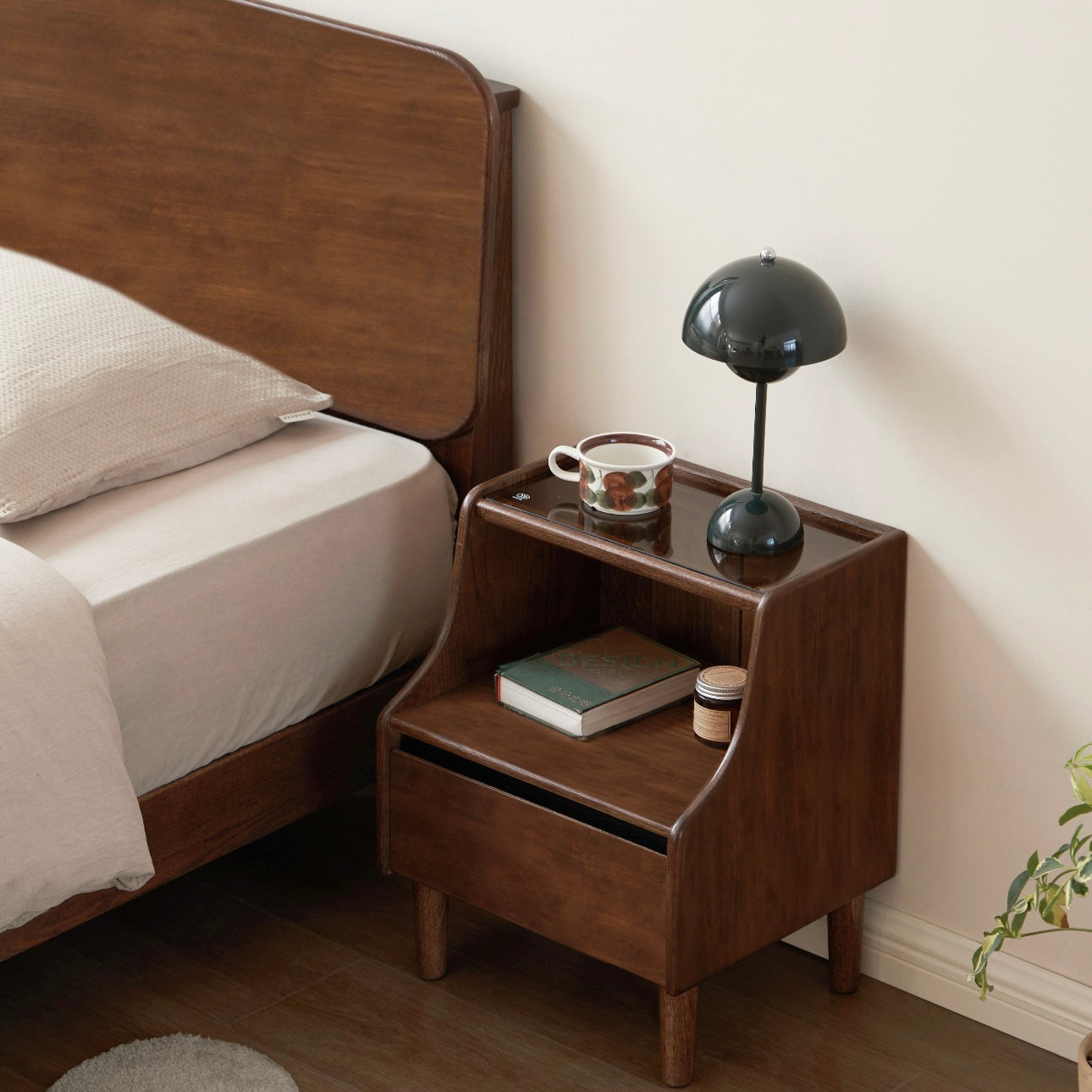 Hyland Bedside Table 50cm Oak Stained Walnut Colour