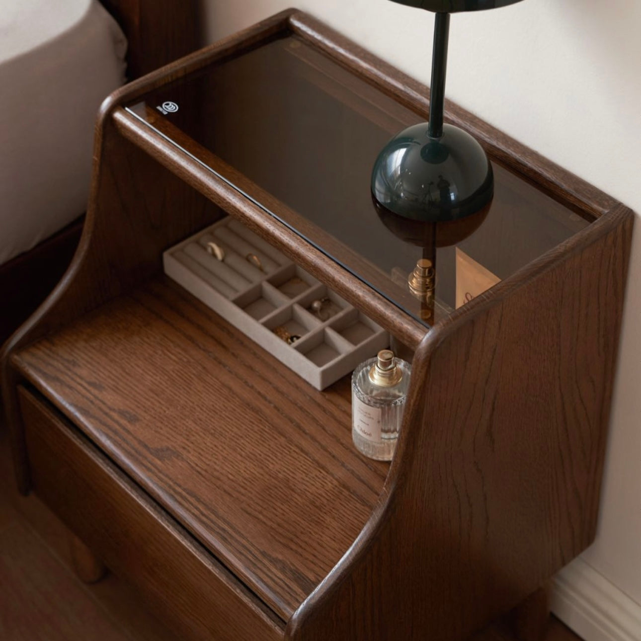 Hyland Bedside Table 50cm Oak Stained Walnut Colour