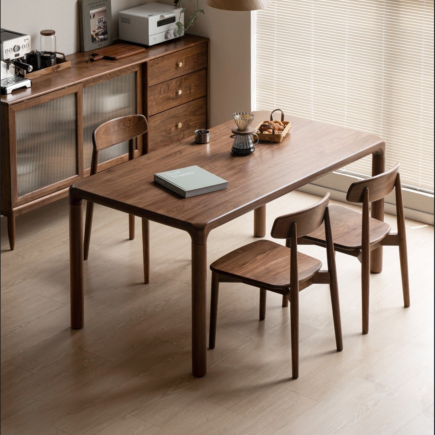 Kiva Natural Solid Walnut Dining Table 180CM