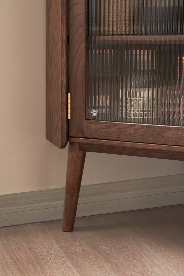 Koto Corner Cabinet Natural Solid Oak 164cm/ Stained Walnut Colour