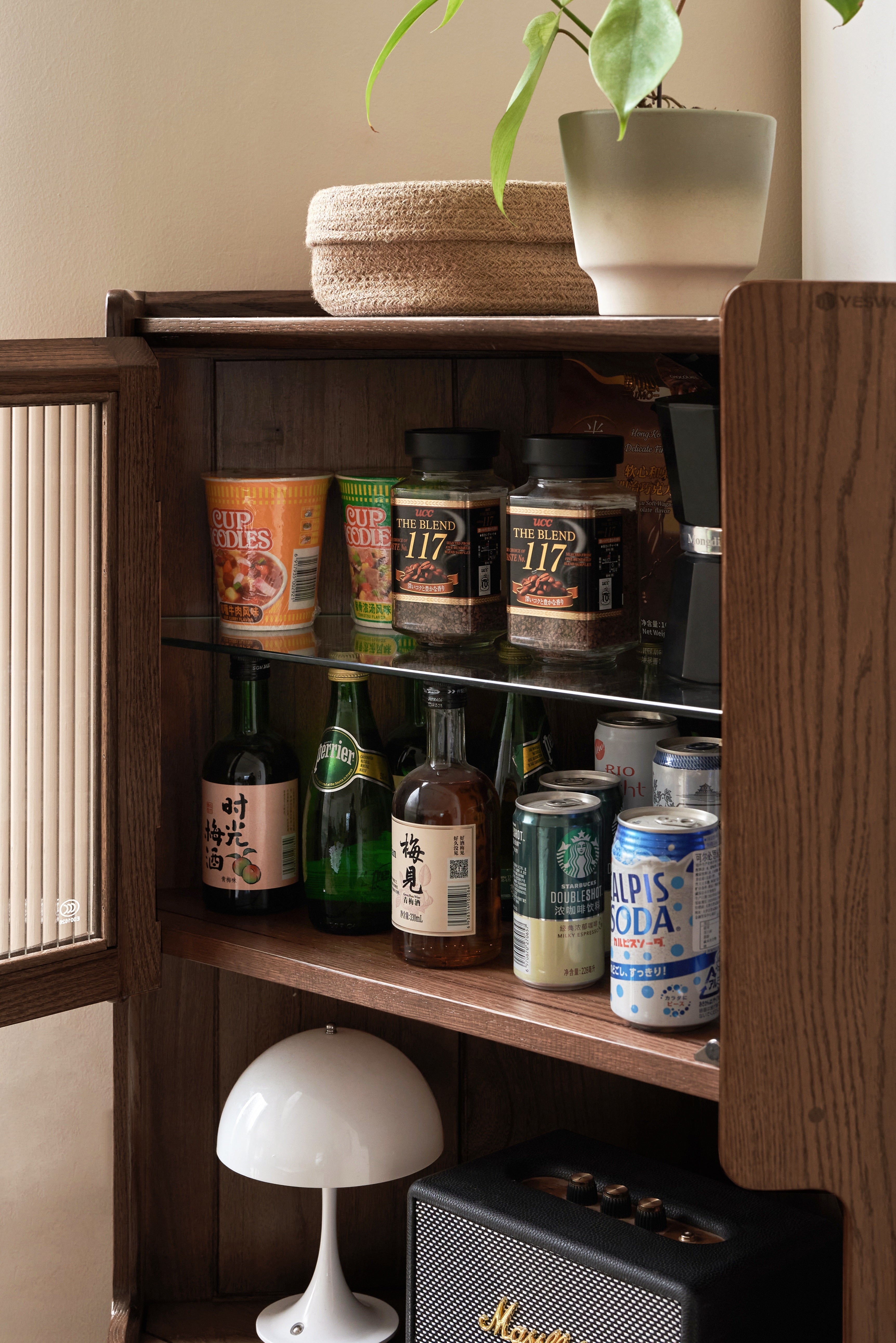 Koto Corner Cabinet Natural Solid Oak 164cm/ Stained Walnut Colour