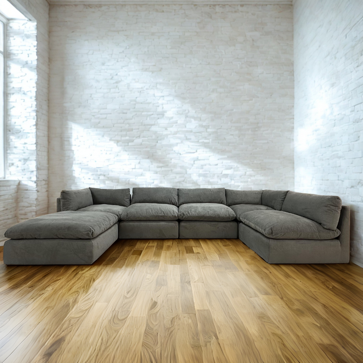 Loula Extended Side Chaise Sectional Sofa with Ottoman