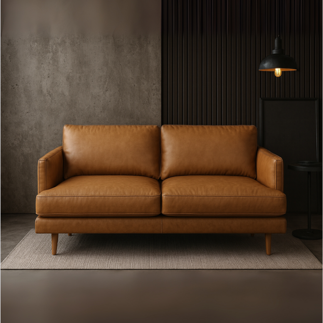 Lukas 100% Full Leather 2 Seater Sofa-Tan