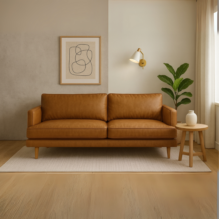 Lukas 100% Full Leather 2 Seater Sofa-Tan