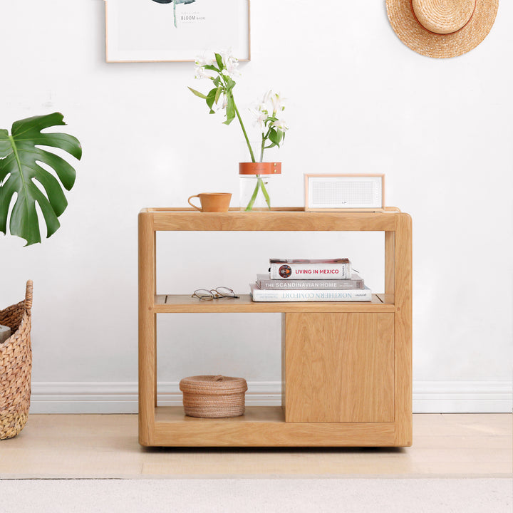 Madison Coffee Table Natural olid oak + white ceramic stone top 59cm