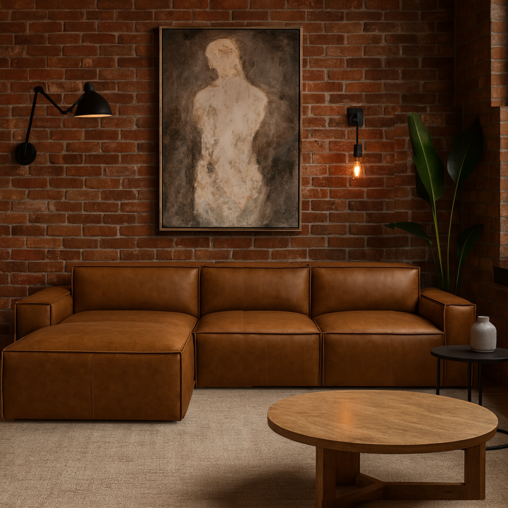 Maxwell 100% Leather Modular Sofa with Chaise