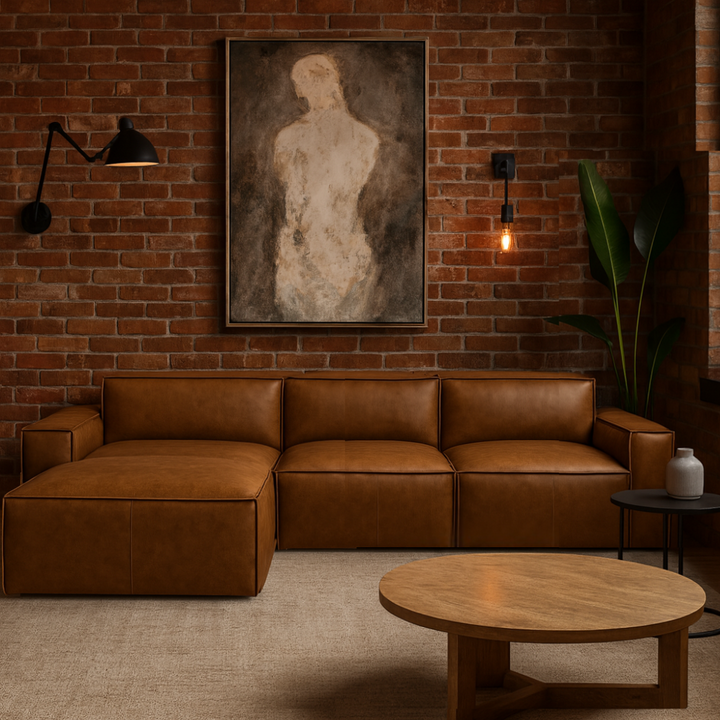 Maxwell 100% Leather Modular Sofa with Chaise