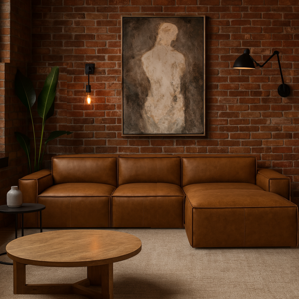 Maxwell 100% Leather Modular Sofa with Chaise