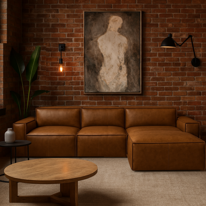 Maxwell 100% Leather Modular Sofa with Chaise