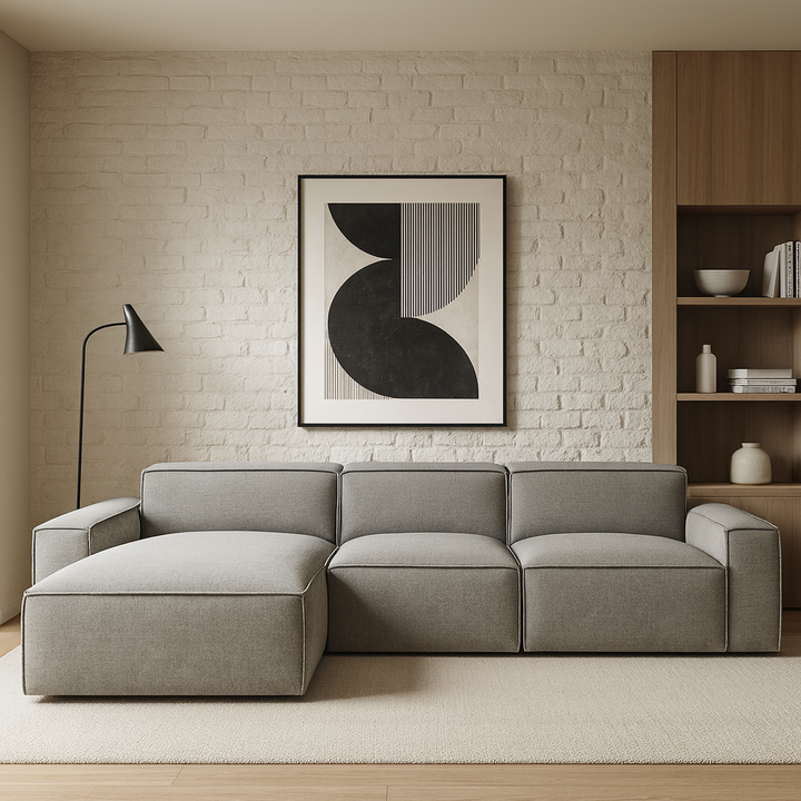 Maxwell  Sofa with chaise-Silver Birch- Left