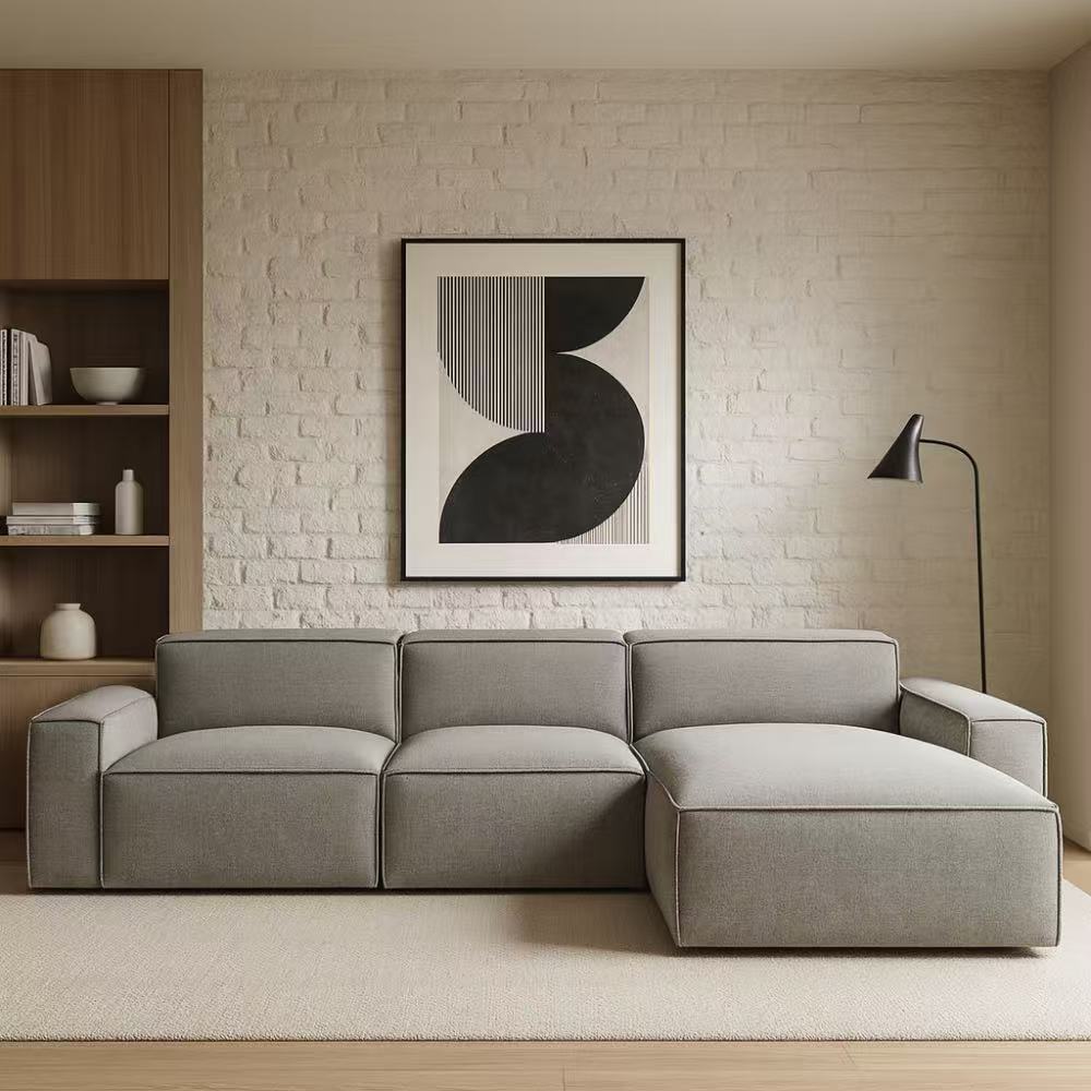 Maxwell  Sofa with chaise-Silver Birch- Right