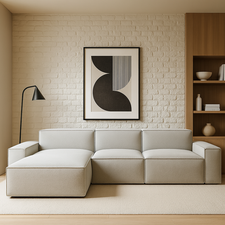 Maxwell  Sofa with chaise-Warm Linen- Left