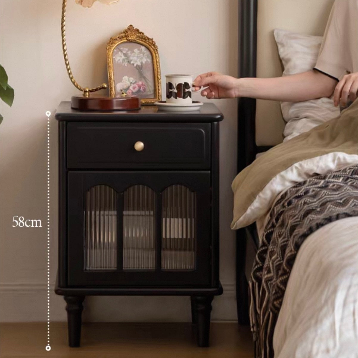 Monmart Bedside Table 42cm black - Left