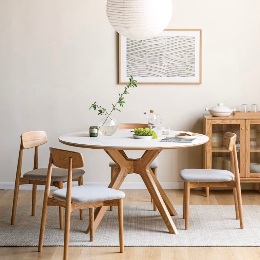 Otira Round Dining Table Natural Solid Oak with Ceramic Top