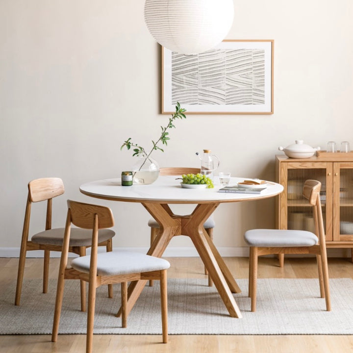 Otira Round Dining Table Natural Solid Oak with Ceramic Top