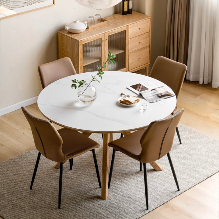 Otira Round Dining Table Natural Solid Oak with Ceramic Top