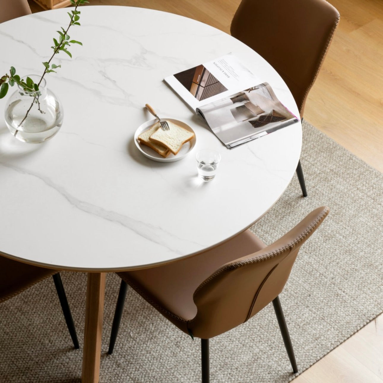 Otira Round Dining Table Natural Solid Oak with Ceramic Top