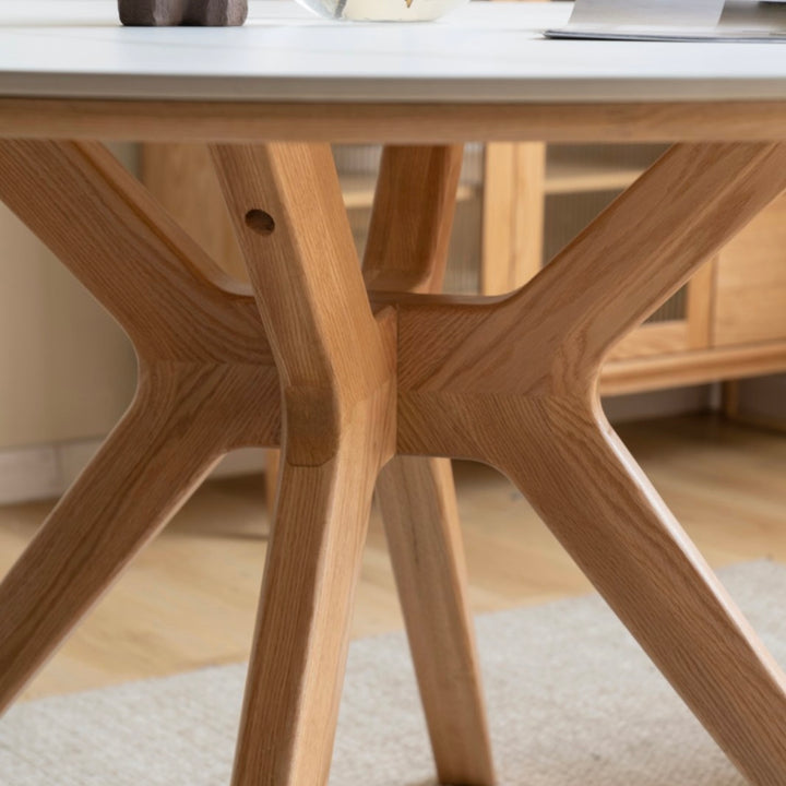 Otira Round Dining Table Natural Solid Oak with Ceramic Top