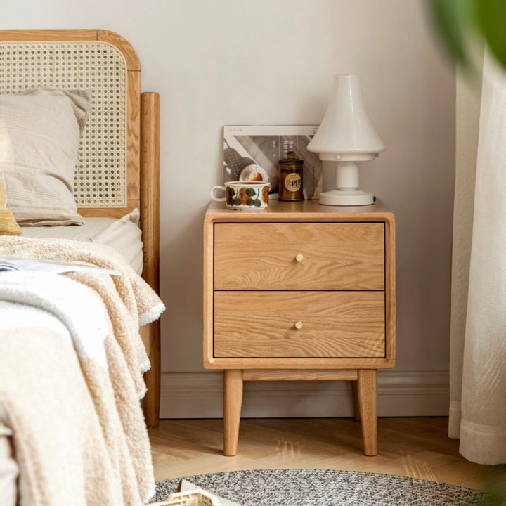 Prague Bedside Table 50cm Natural Solid Oak