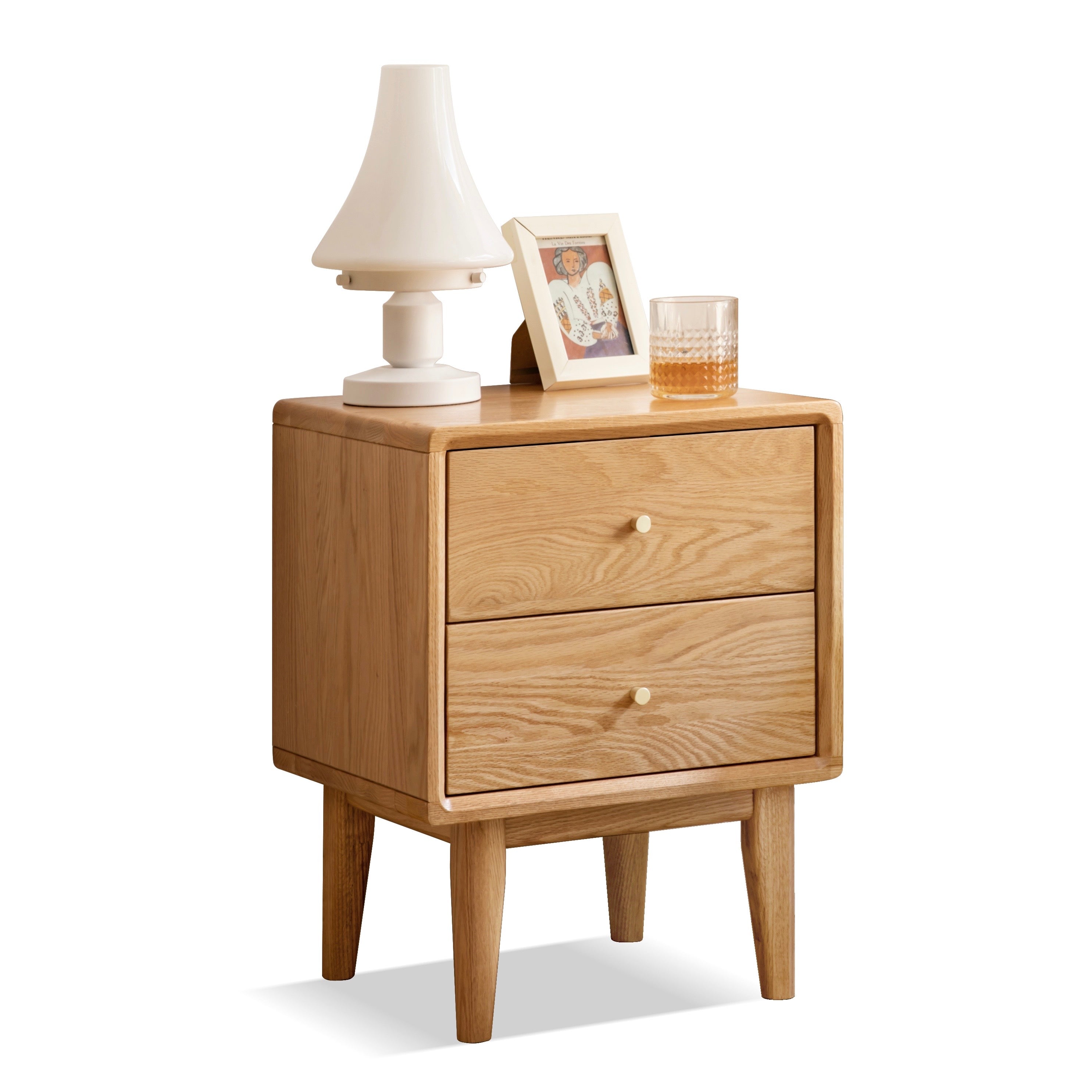 Prague Bedside Table 50cm Natural Solid Oak
