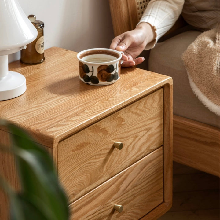 Prague Bedside Table 50cm Natural Solid Oak