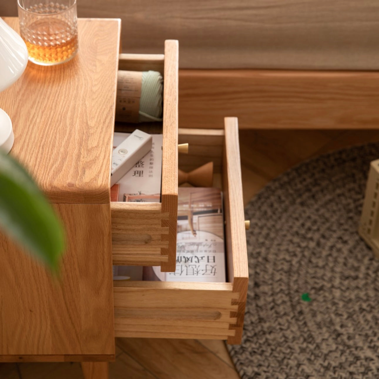 Prague Bedside Table 50cm Natural Solid Oak