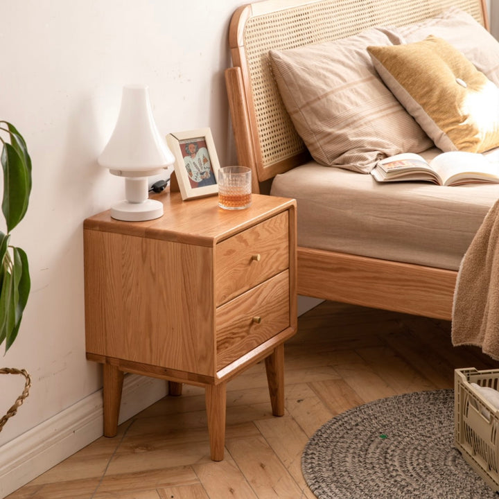 Prague Bedside Table 50cm Natural Solid Oak