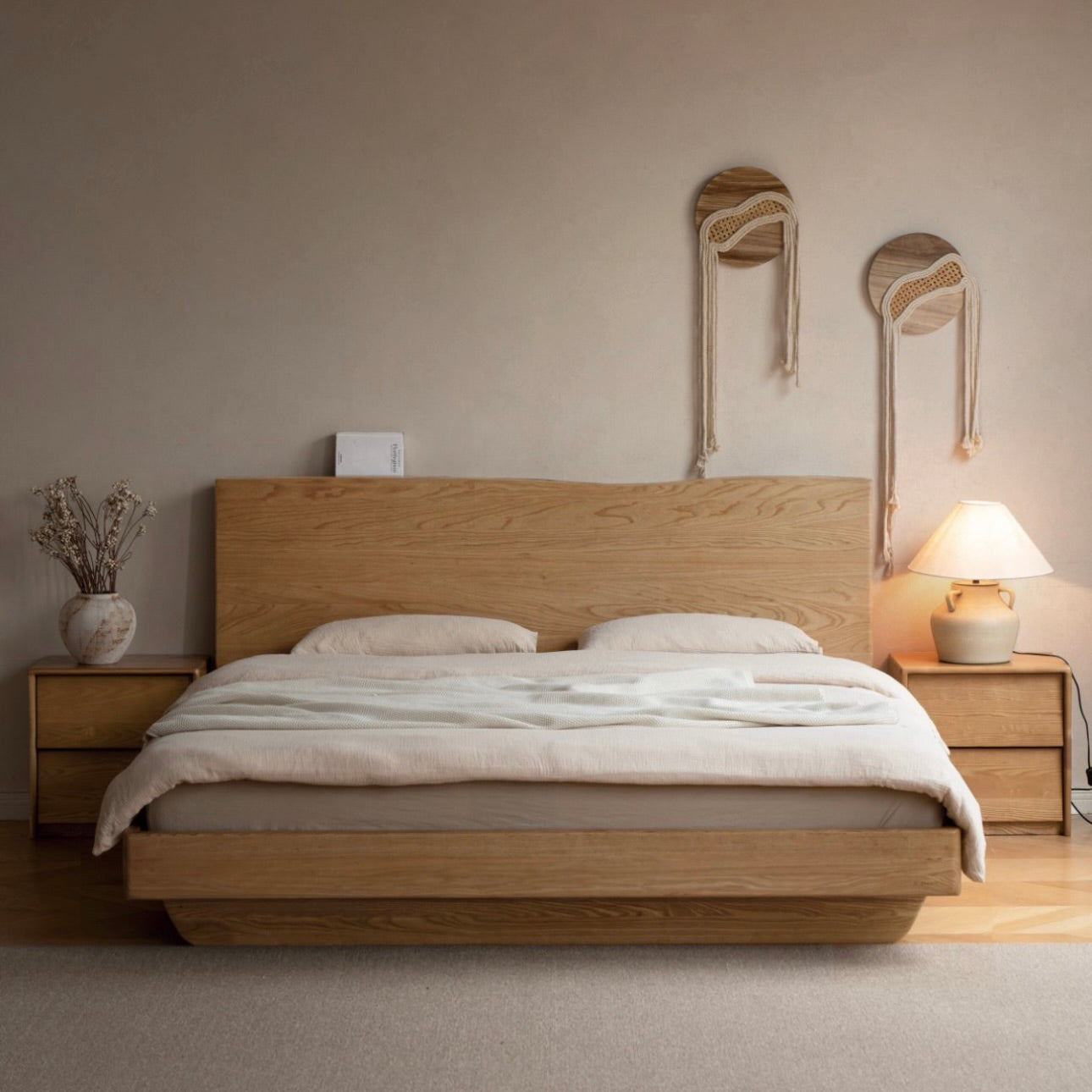 San Queen Size Bed Frame Natural Solid Ash