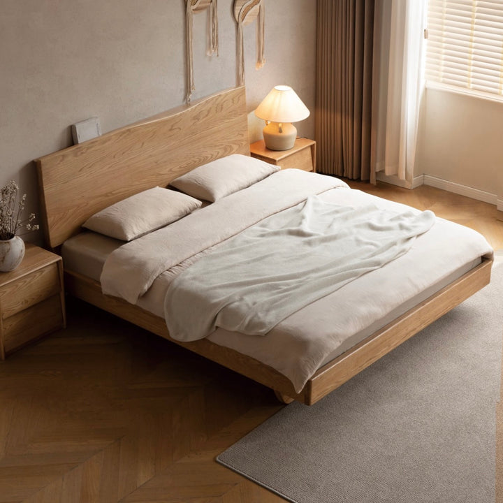 San Queen Size Bed Frame Natural Solid Ash