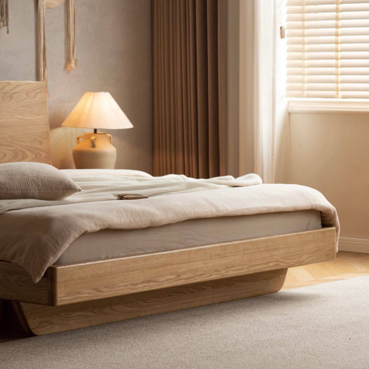 San Queen Size Bed Frame Natural Solid Ash