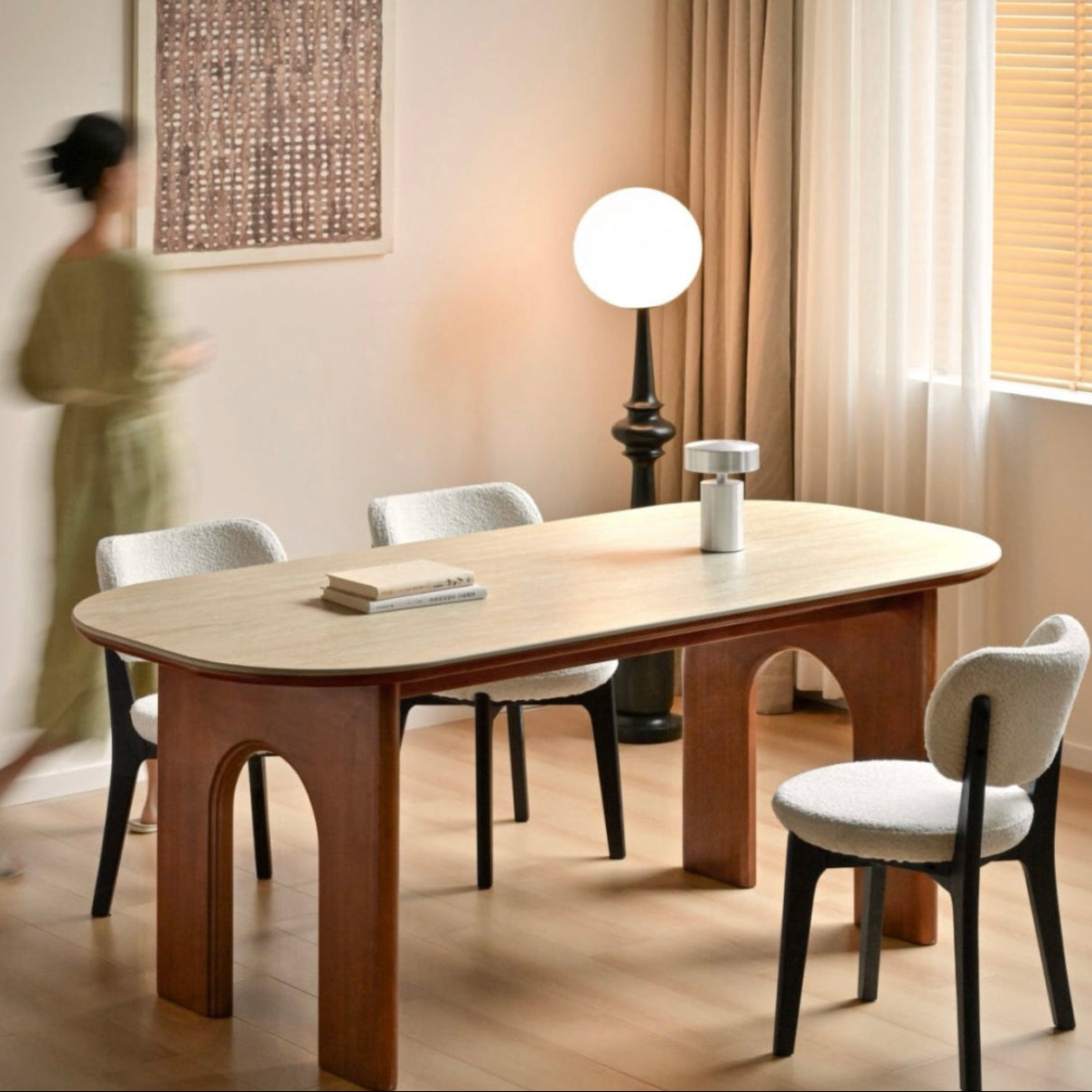 lona Dining Table 180cm Solid Timber with Travertine ceramic