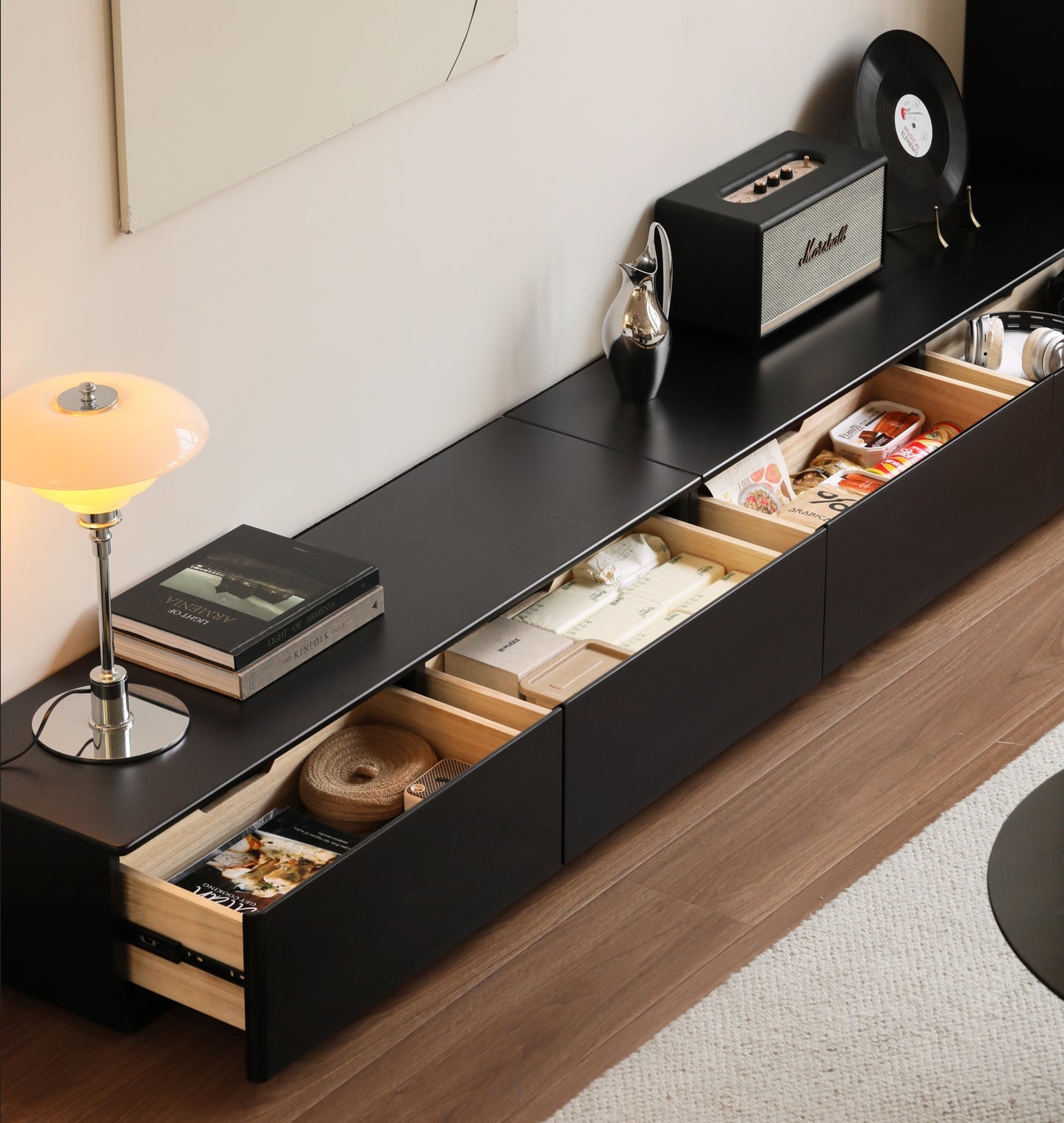 Vienna TV Unit Black Painted Solid Tulip Poplar 200 cm