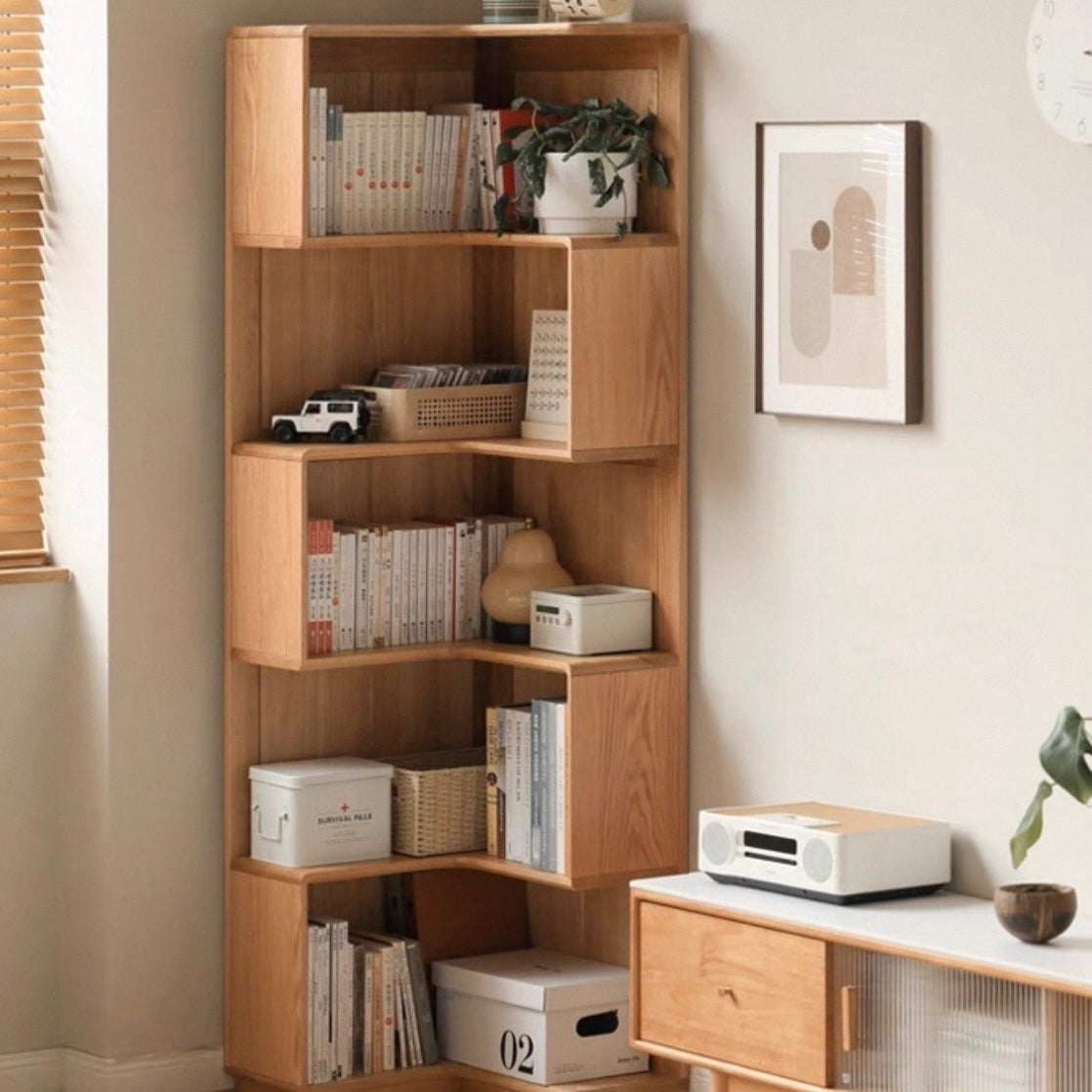 Wawa Bookcase Natural Solid Oak 190cm